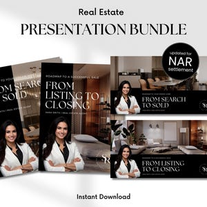 Apresentação de listagem e apresentação do comprador Pacote de apresentação imobiliária, guias imobiliários Canva, pacote de apresentação do vendedor e do comprador