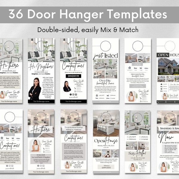 Real Estate Door Hanger Bundle, Realtor Door Hangers, Door Hanger Templates Bundle, Real Estate Farming, Realtor branding, Canva template