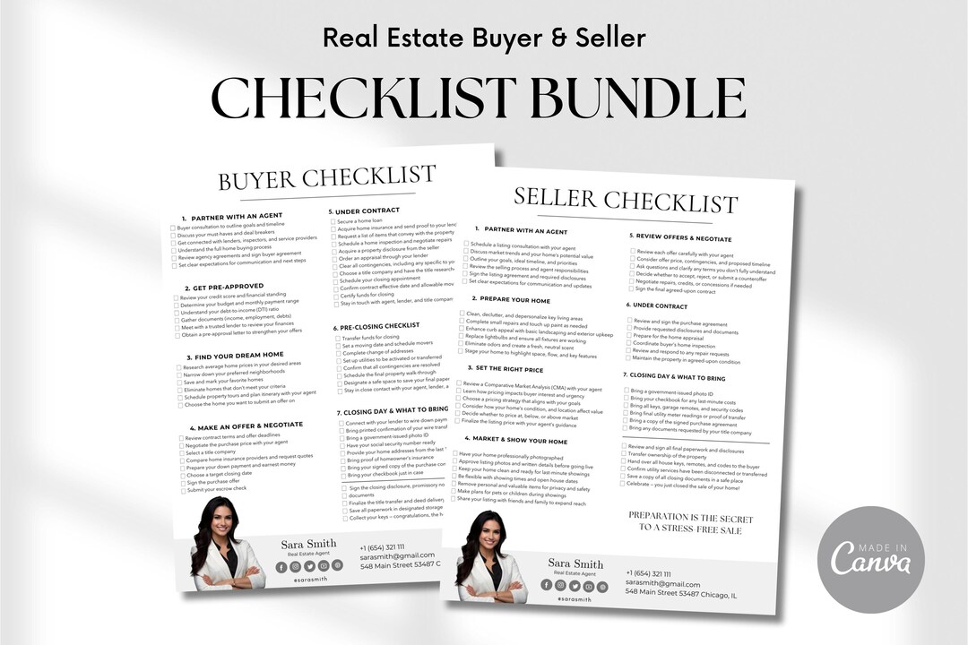 Buyer and Seller Checklist Bundle for Real Estate Agents, Client
