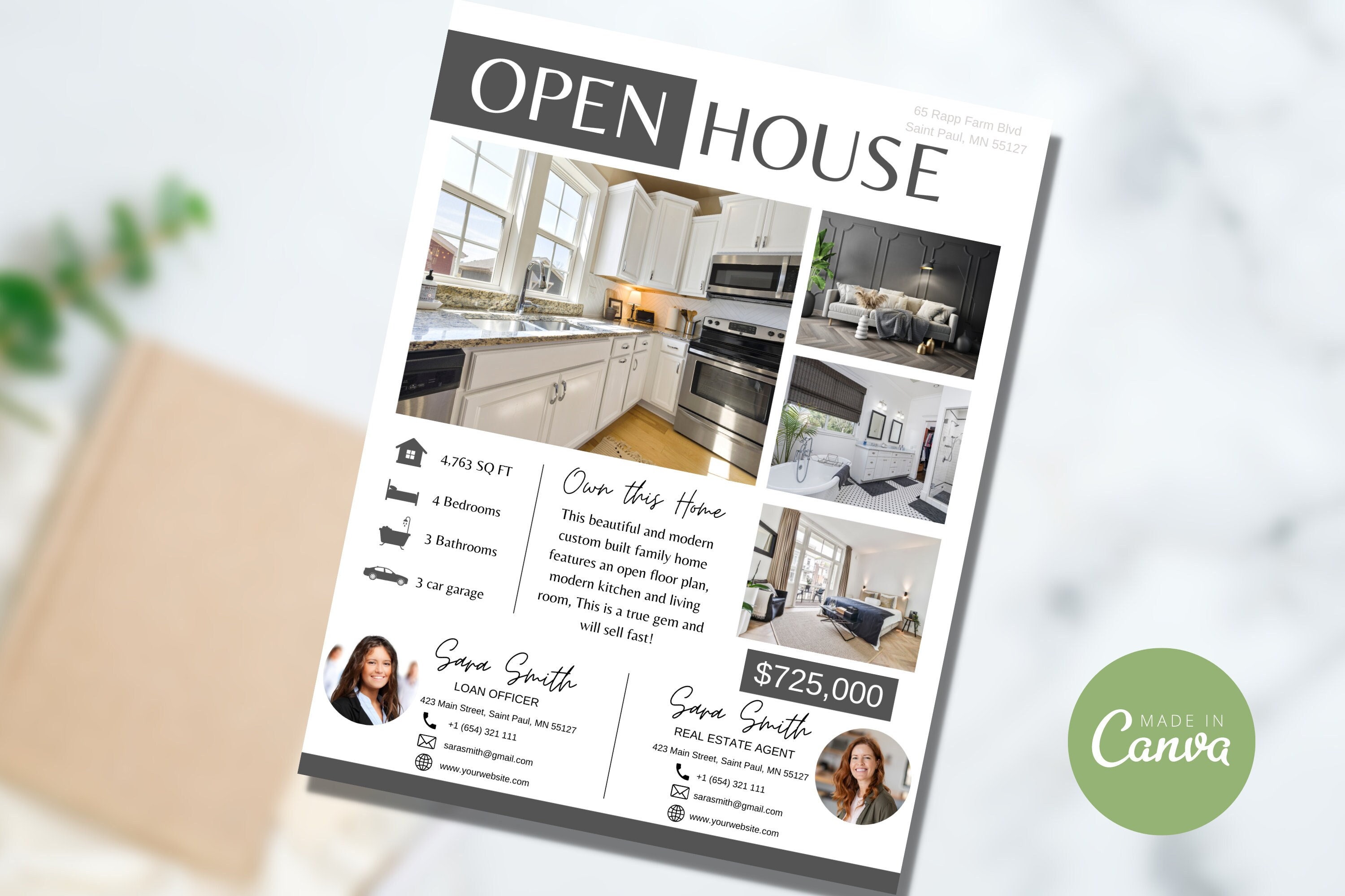 Cobranded Open House Flyer Template Real Estate Open House Etsy