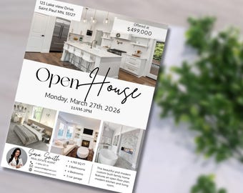 Tag der offenen Tür Flyer Verkauf, Flyer Canva Template, Realtor Flyer Just Listed, Realty Listing, Flyer für Inserate, Realtor