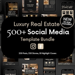 Luxury Realtor Social Media Bundle, Instagram Post and Story, Real Estate Templates, Realtor Social Media, Facebook posts, Canva Templates