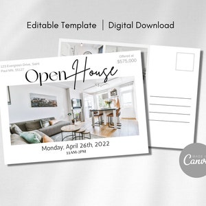 Real Estate Postcard Open House Flyer Realtor Real Estate Farming, Real Estate Marketing, Real Estate Mailer, Realtor Canva Template