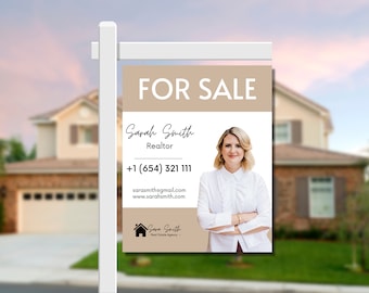 Real Estate Yard Sign Template, For Sale Yard Sign, Customizable For Sale Signage, Canva Template, Modern For Sale Sign, Realtor Yard Sign