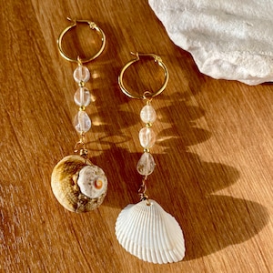 Citrine Crystal & Seashell Earrings: Luxe Beach Boho Jewelry