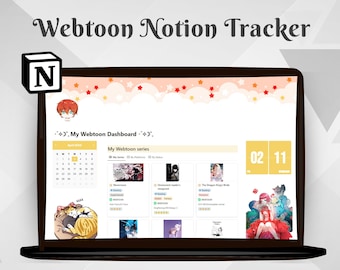 Webtoon Tracker Notion Template: Colorful Digital Reading Journal (Digital Download)
