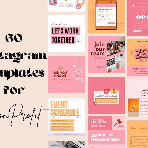 60 Bright Social Media Templates for Nonprofits Activism Etsy