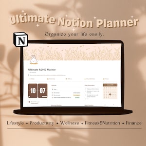 ADHD Life Planner Notion Template: Boho Minimalist Organizer (Digital Download)
