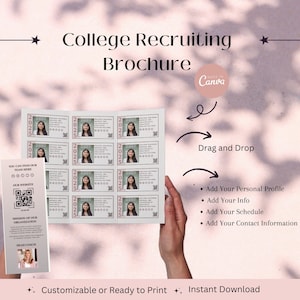 College Recruiting brochure sjabloon, bewerkbare atletenprofielen, teambrochure, collegeshowcases, softbal-honkbal-volleybalteam, voetbalteam