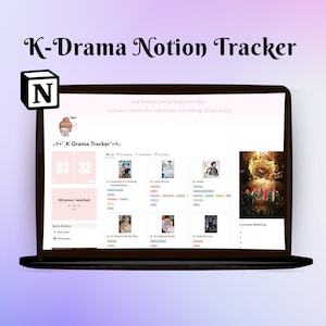 Kdrama Watchlist and Tracker Notion Template,Kdrama Dashboard Notion Journal Template,Kdrama planner,Kdrama journal,Korean Drama Reviews