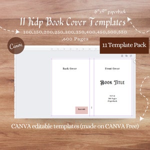 KDP Book Cover Template: 6x9 Paperback, Canva Editable (PDF)