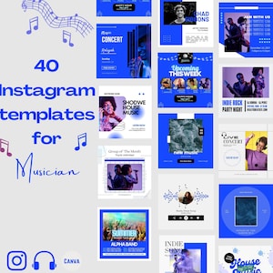 Musician Instagram Post Templates: Music Concert, Artist Social Media (Canva PDF)