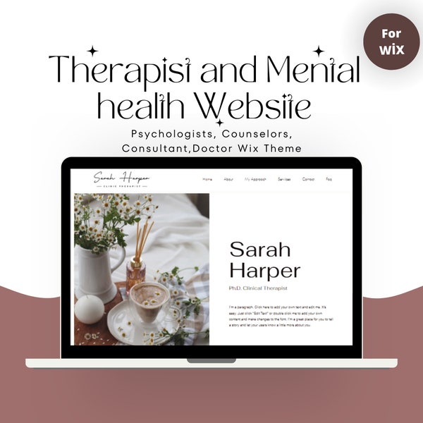 Diseño de plantilla de sitio web de Therapist Wix para psicoterapeutas y consultores, plantilla de sitio web de salud mental, médicos, consejeros y autónomos