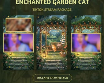 Enchanted Garden Cat TikTok Live Overlays: Magical Fantasy Garden Stream (Digital Download)