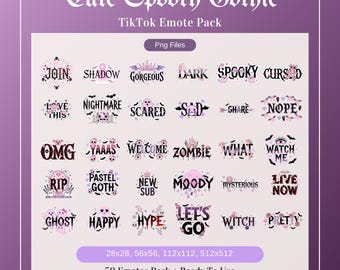 Pacchetto di emoticon per TikTok: set di emoticon statiche Kawaii Pastel Goth in formato PNG per Twitch e Discord.