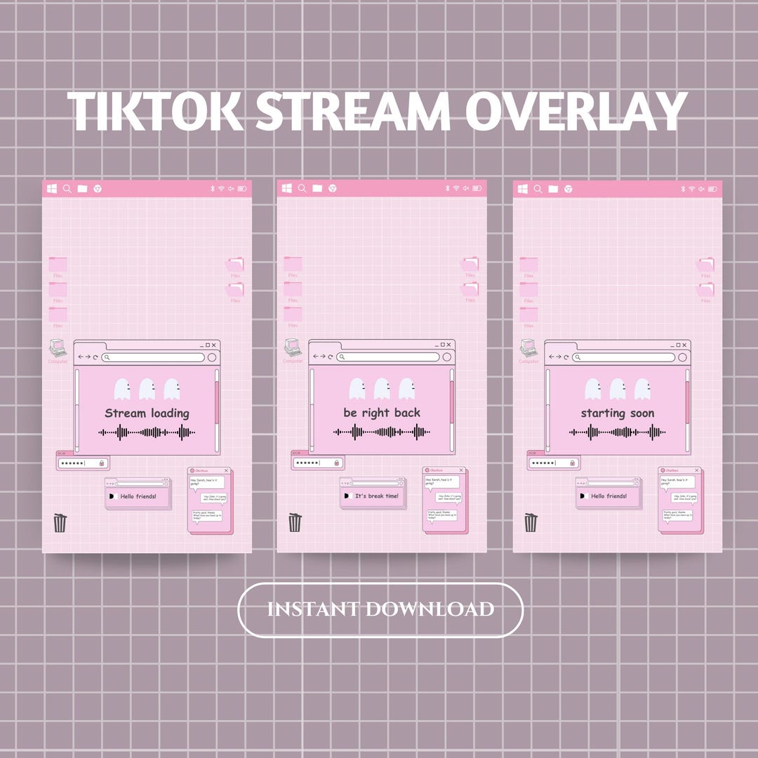 Tiktok Stream Overlay Package lofi Pink Stream Scene pastel Retro Tiktok Stream Overlay Package lofi Pink Stream Scene pastel Retro