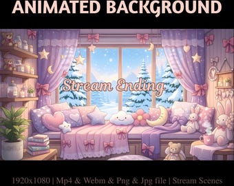 Cozy Winter Daydream Nook Stream Overlay: Animated Snowy Window Twitch Banners (Digital Download)