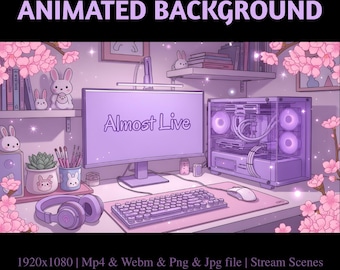 Cherry Blossom Stream Setup Stream Overlay: Animated Pink Spring Desk Twitch Screen (Digital Download)