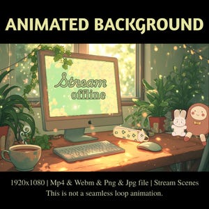 コテージコア デスクアニメーションストリームスクリーン：Frog & Flowers（デジタルダウンロード）