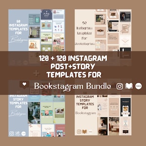 Modèles de publication Bookstagram d&#39;écrivain élégant + modèles d&#39;histoires, modèles Instagram de blogueur d&#39;auteur, modèles Instagram de livre moderne bleu rose, alimentation de rat de bibliothèque