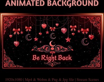 Animated Crimson Heart Stream Frame: Vintage Ribbon Twitch Banners (PDF File)