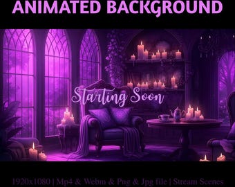 Enchanted Purple Room Animated Stream Overlay: Mystical Magic Room Twitch Scene (Digital Download)