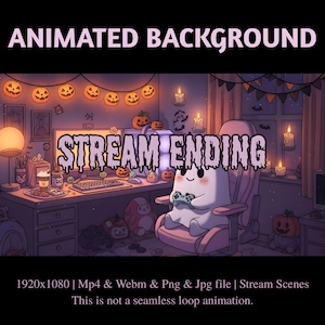 Gaming Geist Halloween Animiertes Stream Overlay: Twitch, YouTube, Kick (PDF-Datei)