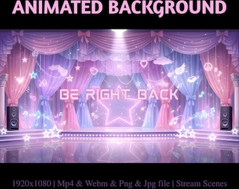 Pastel Neon Star Dream Stream Overlay: Animated Kawaii Starry Lounge Twitch Screen (Digital Download)