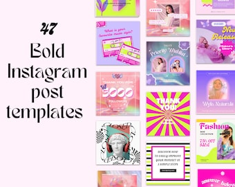 Bold Instagram Post Templates: Funky Canva Designs (PDF)