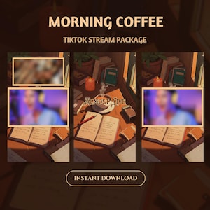 Morning Coffee TikTok Live Overlay,Cozy Aesthetic Tiktok Live Overlay, Soft Pastel Tiktok Stream Screens alerts for Relaxed Vibes