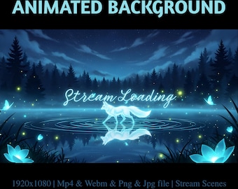 Moonlit Spirit Fox Stream Overlay: Animated Enchanting Moonlight Forest Twitch Banners (Digital Download)
