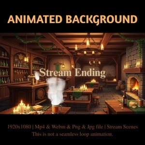 Cozy Fantasy Tavern Animated Stream Background,Medieval Room Twitch Overlay(Digital Download)