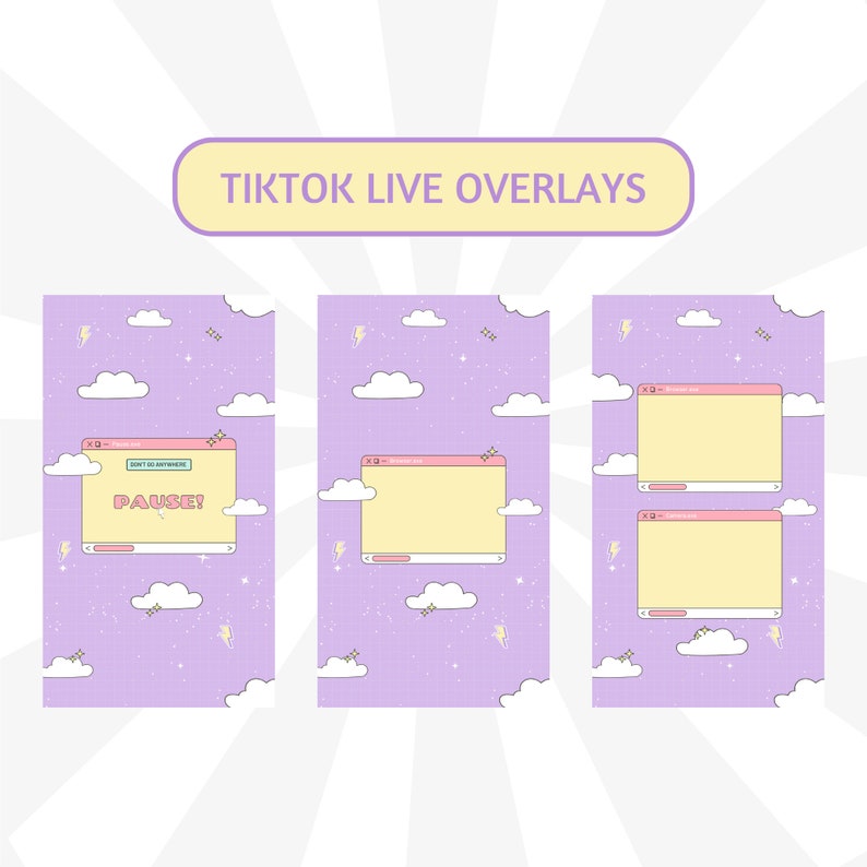 Sovrapposizioni animate per streaming TikTok: tema retrò viola (download digitale) immagine 3
