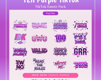 Pacchetto di emoticon Y2K per TikTok: set di emoticon statiche PNG rosa e viola cyber per Twitch e Discord