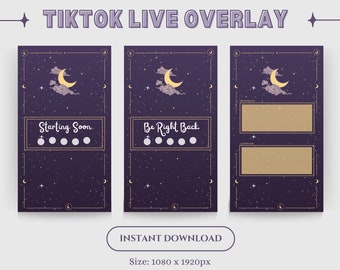 Superposiciones animadas de Noche Celestial para TikTok: Banners de transmisión (Descarga digital)