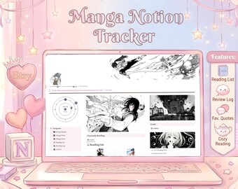 Manga Tracker Notion Template, Reading Journal Dashboard (Digital Download)