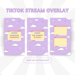 Animated TikTok Live Overlays,Purple Retro Tiktok stream,Yellow Gamer Tiktok stream aesthetic,Cute Aesthetic scenes alerts,Stream banner