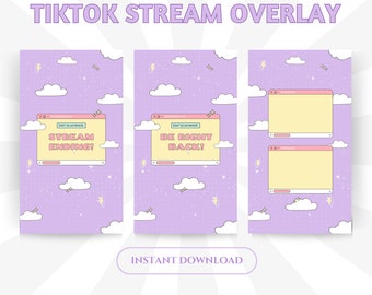 Superposiciones animadas para transmisiones de TikTok: Tema retro morado (descarga digital)