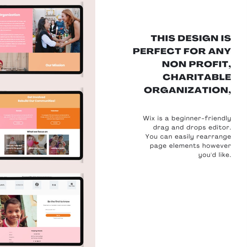 Colorful Wix Website Template Non Profit & Charity Etsy