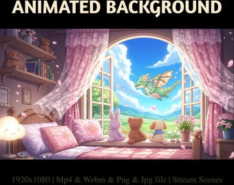 Animated Whimsical Window View Stream Overlay: Magical Fairy Tale Twitch Banners (PDF File)