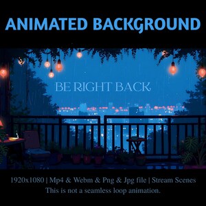 Rainy City Balcony Animated Stream Background: Twitch, YouTube (Digital Download)