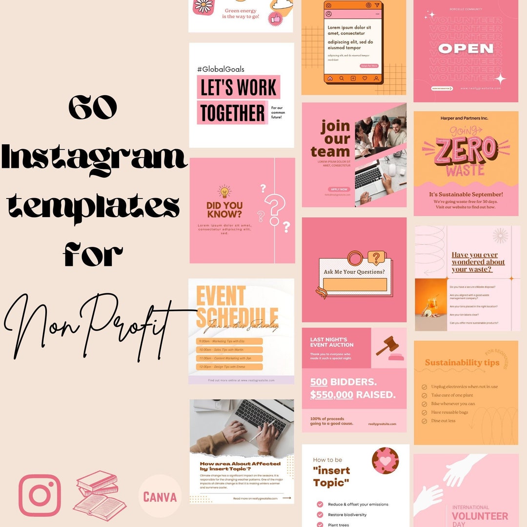 60 Bright Social Media Templates for Nonprofits Activism - Etsy