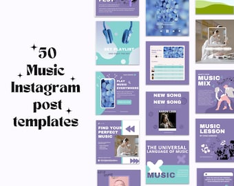 Musician Instagram Post Templates: Canva Music Concert Social Media (PDF)