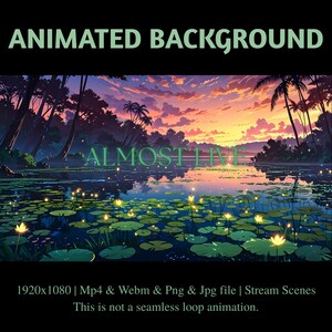 Superposición animada de transmisión del atardecer junto al lago: Twitch, YouTube (descarga digital)
