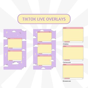 Sovrapposizioni animate per streaming TikTok: tema retrò viola (download digitale) immagine 4