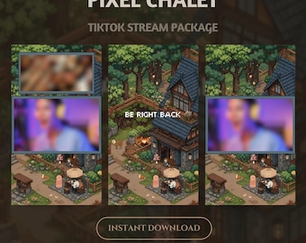 Pixel Chalet アニメーション TikTok ライブオーバーレイ：Kawaii Forest ストリームパッケージ (デジタルダウンロード)