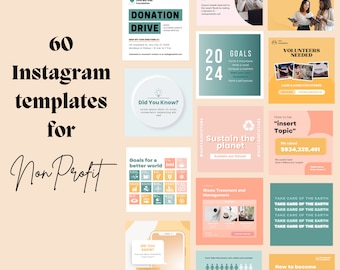Plantillas de Instagram para organizaciones sin fines de lucro: 60 publicaciones brillantes en Canva (PDF)