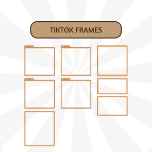 K&ouml;nnte beinhalten: Ein Satz von neun braunen Rahmen mit wei&szlig;en Innenr&auml;umen, angeordnet in einem Rastermuster. Die Rahmen sind oben mit "TikTok Frames" beschriftet.