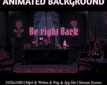 Animated Gothic Room Stream Background: VTuber Twitch Overlay (Digital Download)