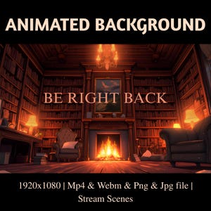 Cozy Library Room Animated Background,Book Lover VTuber Twitch background,Cozy Study Room Stream Overlay for Streamers,Anime Kick Overlay